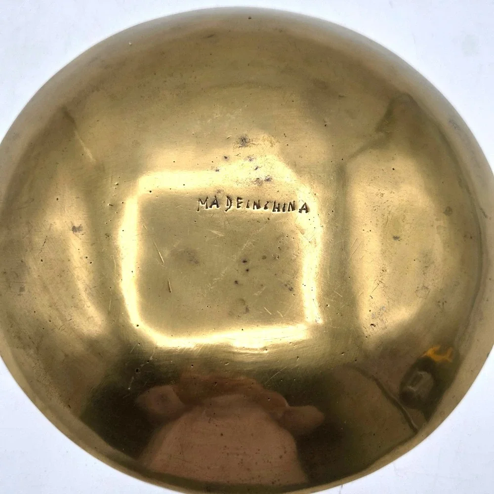 Vintage Solid Brass‎ Double Dragon Bowl 9